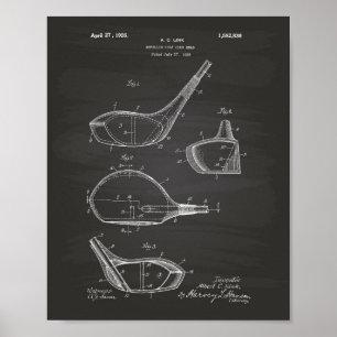 Golf Klubb 1926 Patent Art - Chalkboard Poster