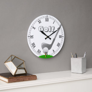 Golf Klubb, Boll och tee - Anpassningsbar Clock Stor Klocka