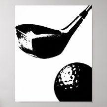 Golf Klubb Boll Poster utskrift av moderna sportar
