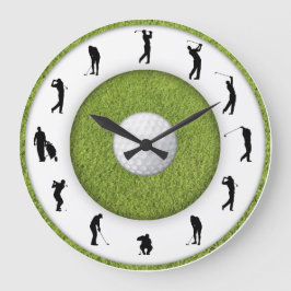 Golf Klubb Golfer Figur Grass Design Clock Stor Klocka