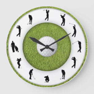 Golf Klubb Golfer Figur Grass Design Clock Stor Klocka