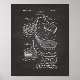 Golf Klubb Head 1926 Patent Art - Chalkboard Poster