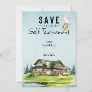 Golf Klubb house för bröllop spara datum Inbjudningar