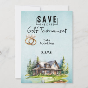 Golf Klubb house för bröllop spara datum Inbjudningar