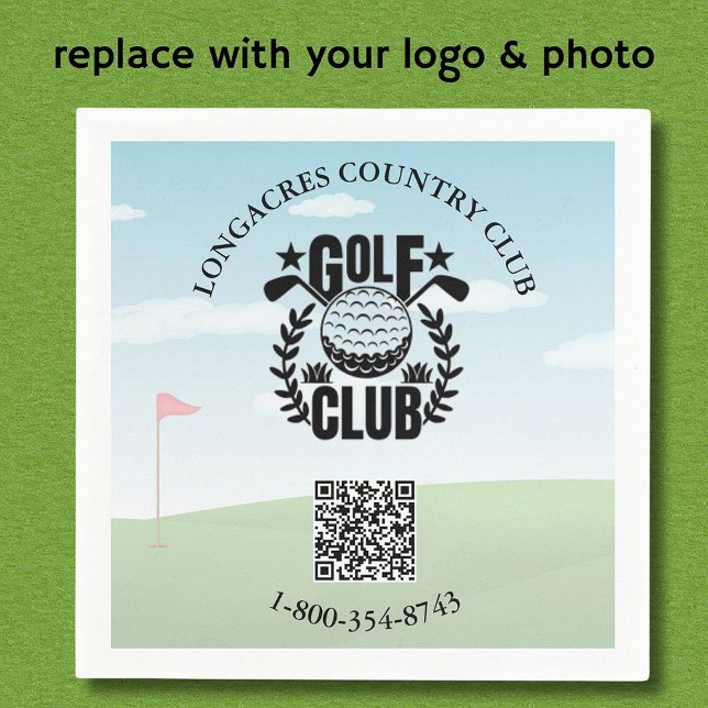 Golf Klubb League Photo Anpassningsbar Logotyp QR- Pappersservett (Skapare uppladdad)