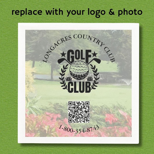 Golf Klubb League Photo Anpassningsbar Logotyp QR- Pappersservett (Skapare uppladdad)