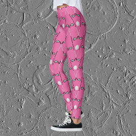 Golf klubb mönster bright rosa leggings