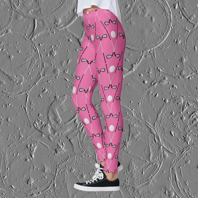 Golf klubb mönster bright rosa leggings (Skapare uppladdad)