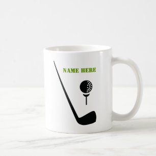 Golf klubb och boll svart, grönt anpassningsbar kaffemugg