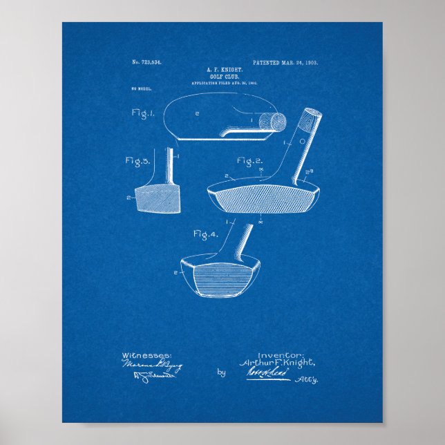 Golf-klubb-patent - blåkopia poster (Framsidan)