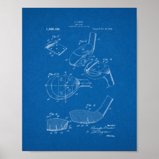 Golf-klubb-patent - blåkopia poster
