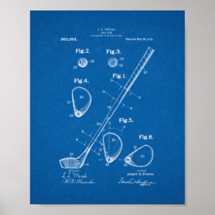 Golf-klubb-patent - blåkopia poster