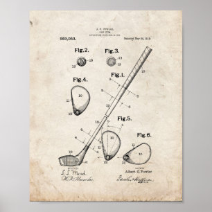 Golf-klubb-patent - gammalt utseende poster