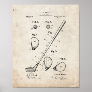 Golf-klubb-patent - gammalt utseende poster