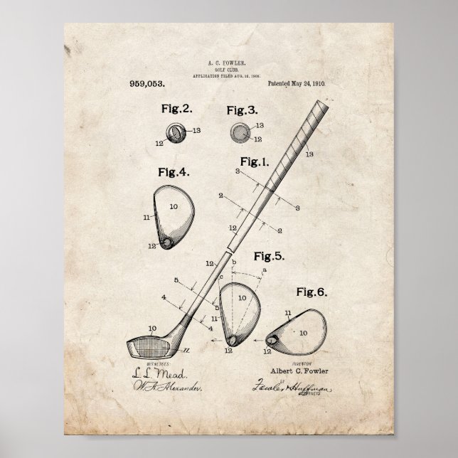 Golf-klubb-patent - gammalt utseende poster (Framsidan)