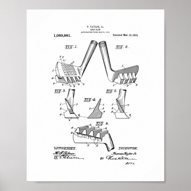 Golf Klubb Patent Poster (Framsidan)