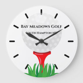 Golf Klubb Wall Clock, 10-tums - Round White Stor Klocka