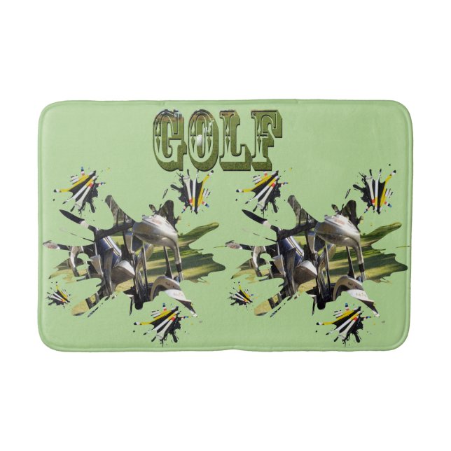 Golf-Klubbar och tenner, minnesskum Badrumsmatta (Framsidan)