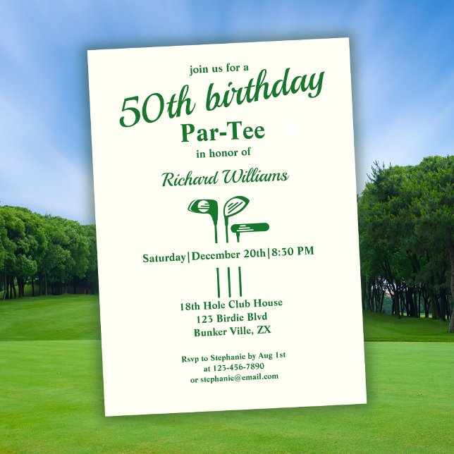 Golf-Klubbar, temapartan, 50:e Födelsedagsfesten Inbjudningar (Skapare uppladdad)