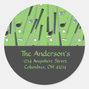 Golf Klubbs Design 2 Adressetiketter/Stickers Runt Klistermärke