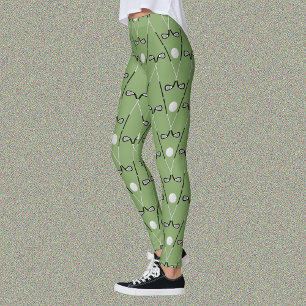 Golf klubbs mönster mjuk grönt leggings