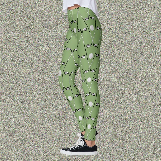 Golf klubbs mönster mjuk grönt leggings (Skapare uppladdad)