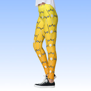 Golf klubbs mönster orange gult sporty leggings
