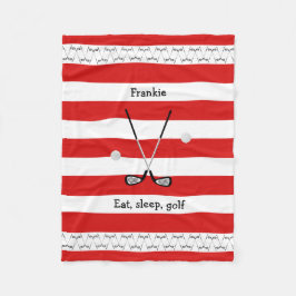 Golf klubbs personlig rödstrimlad fleece filt