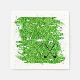 Golf Klubbs Silhouette Grönt Grass Funny Pappersservett