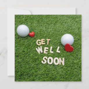 Golf Kom snart bra med text och boll på grönt