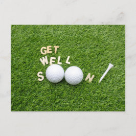 Golf Kom snart bra med text och boll på grönt Vykort