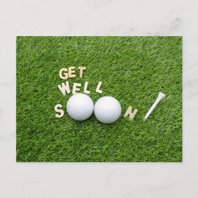 Golf Kom snart bra med text och boll på grönt Vykort (Framsida)