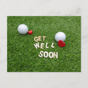 Golf Kom snart bra med text och boll på grönt Vykort