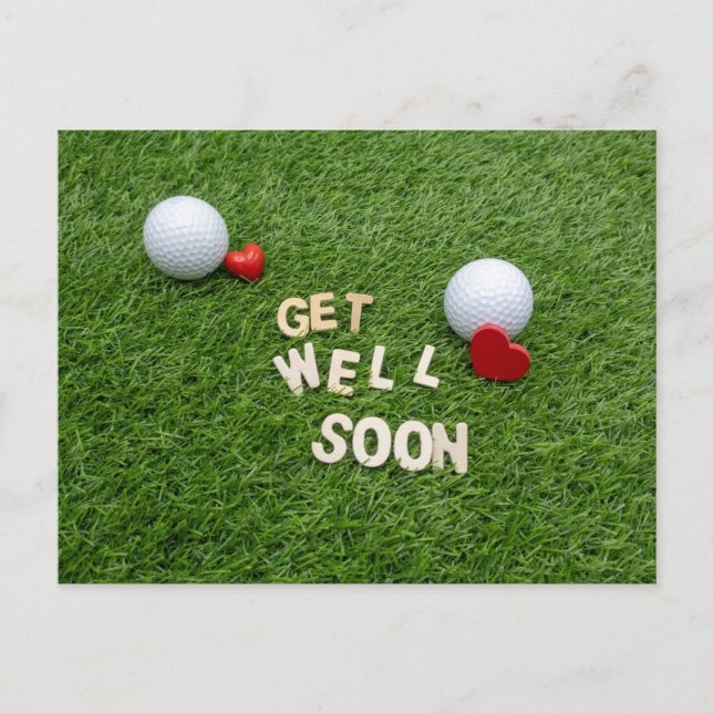 Golf Kom snart bra med text och boll på grönt Vykort (Framsida)