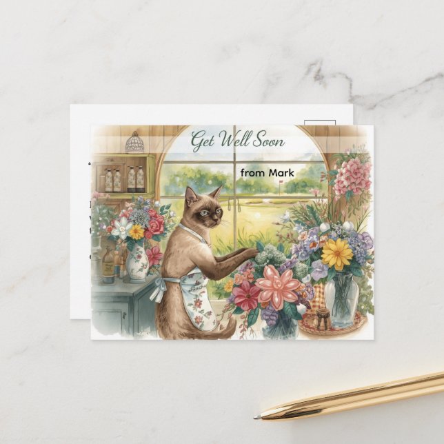 Golf kommer snart bra med boll och blommor vykort (Fram/Back In Situ)