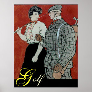 Golf kopplar ihop trycket poster