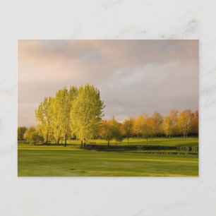 Golf-kurs i höstvykort vykort