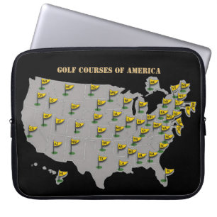 Golf Kurser i Amerika Karta Laptop sleeve
