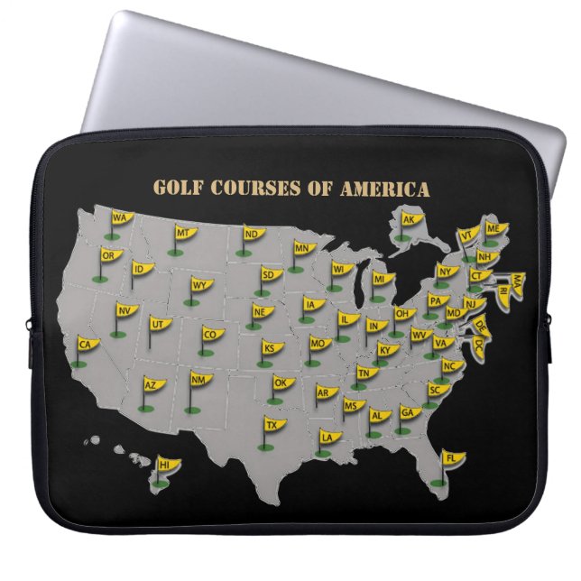 Golf Kurser i Amerika Karta Laptop sleeve (Framsidan)