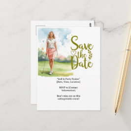 Golf  kvinna golfare golfar på green vykort