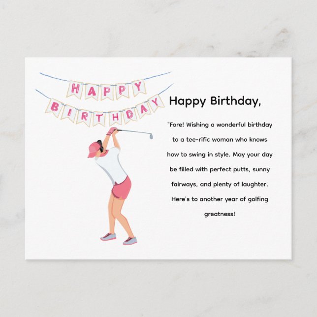 Golf Kvinna Golfare golfar Vykort (Framsida)