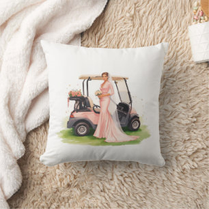 Golf kvinna golfare & rosa vagn Möhippa Kudde