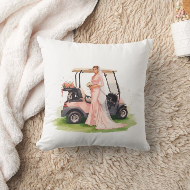 Golf kvinna golfare & rosa vagn  Möhippa Kudde (Filt)