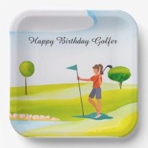 Golf-kvinnan spelar golf Birthday golfer