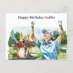 Golf-kvinnan spelar golf Birthday golfer Card Helg Vykort
