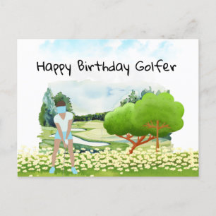 Golf-kvinnan spelar golf Birthday golfer Card Vykort