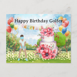 Golf-kvinnan spelar golf Birthday golfer Card Vykort