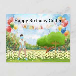 Golf-kvinnan spelar golf Birthday golfer Card Vykort