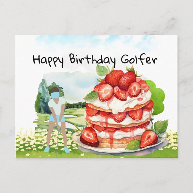 Golf-kvinnan spelar golf Birthday golfer Card Vykort (Framsida)