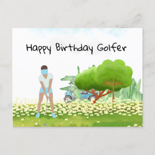 Golf-kvinnan spelar golf Birthday golfer Card Vykort